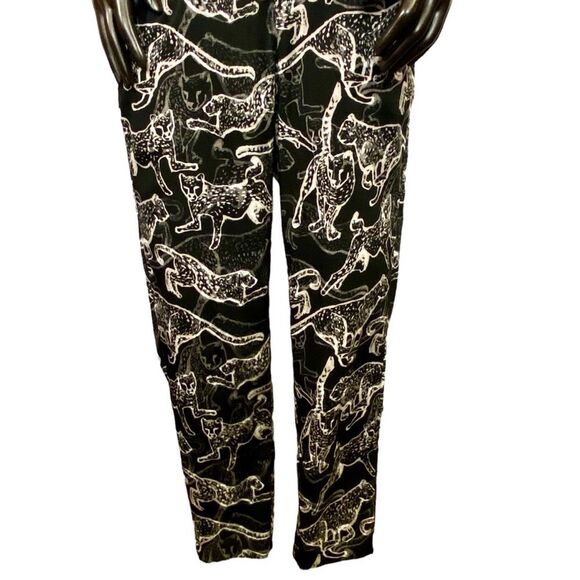 H&M Jumpsuit Black Tan Leopard Cheetah Print Women's Size 6 Lightweight Summer - Picture 5 of 9